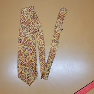 Mr John Beau Brummell Mens Yellow Paisley 100% Wool Necktie